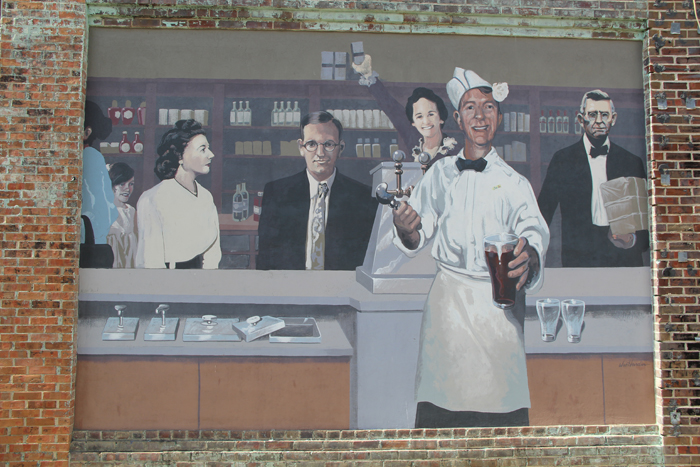 Soda fountain mural in downtown Andalusia